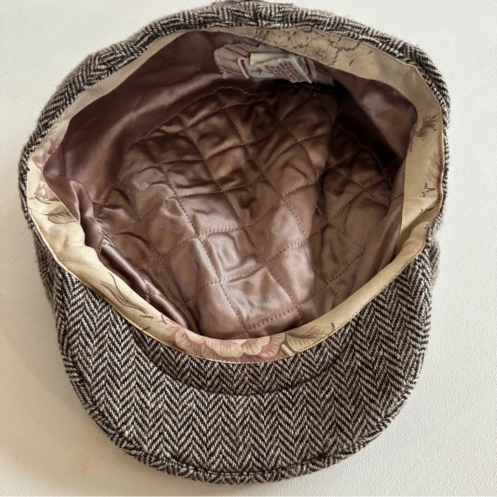 Vintage Abercrombie & Fitch Unisex Y2K Tweed Herringbone Wool Blend Flat Cap